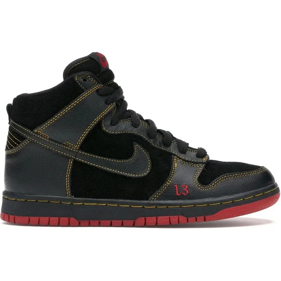 Nike Mens SB Dunk High Pro "UNLUCKY 13" Sneakers Black/Red Size 9.5 305050-001
